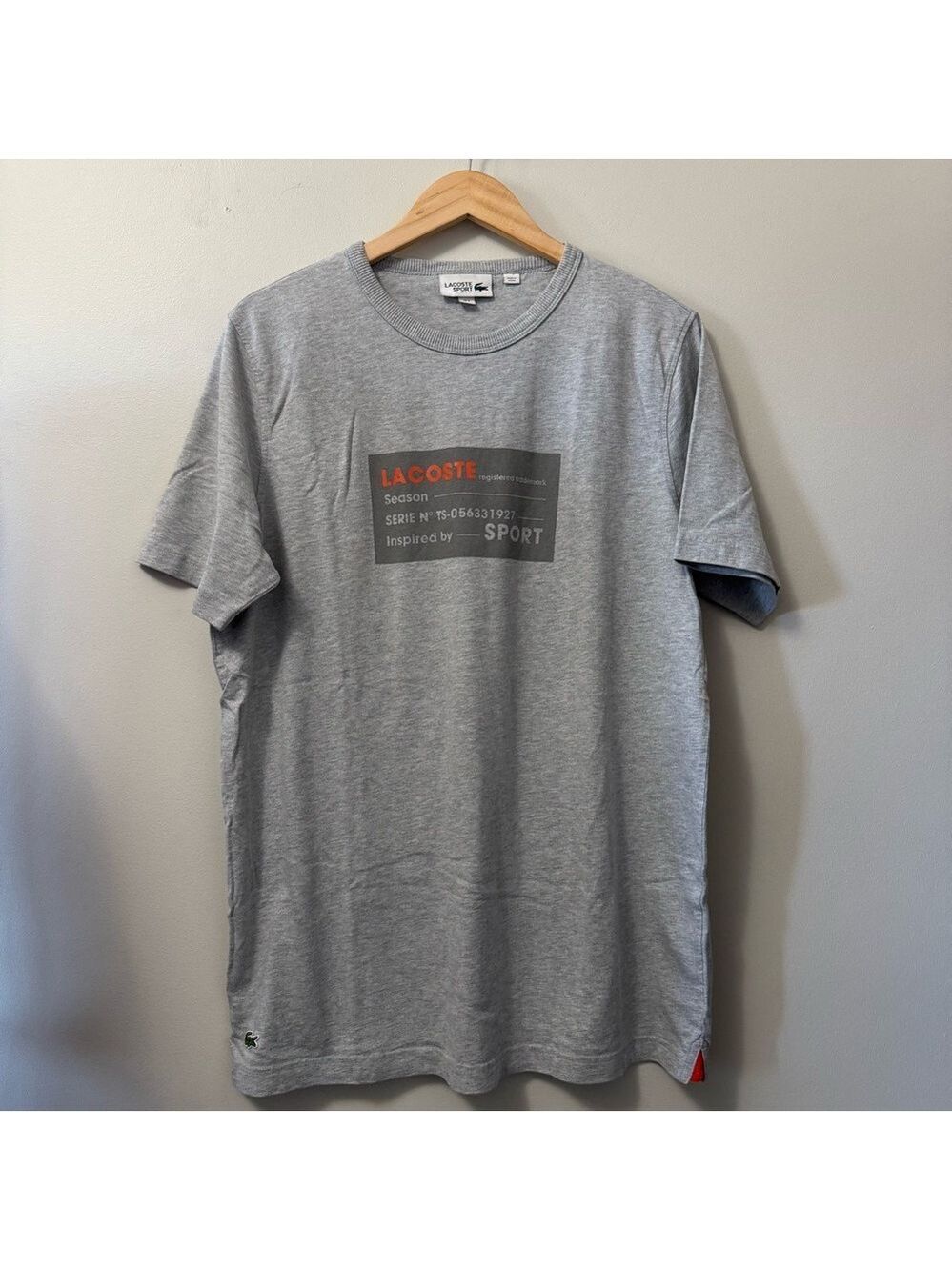 Lacoste Gray Short Sleeve Tee with Graphic Design